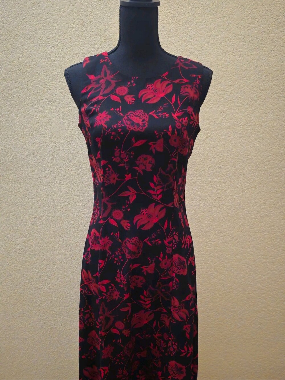 Danny & Nicole Black Maxi Dress with Red Floral Print
